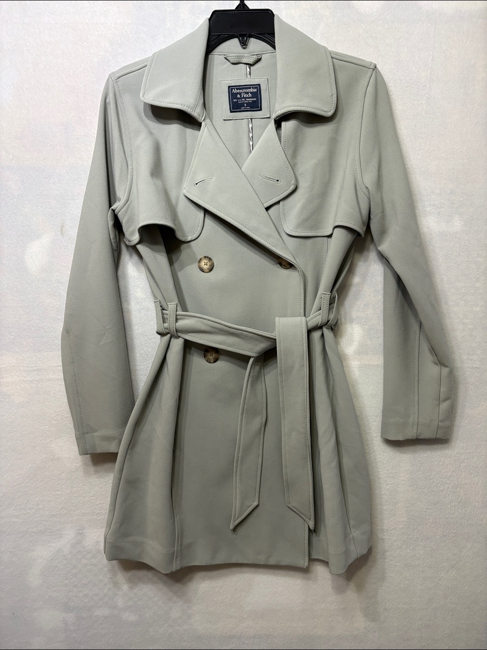 Abercrombie & Fitch Light Gray Trench Coat - SIZE SMALL NWOT